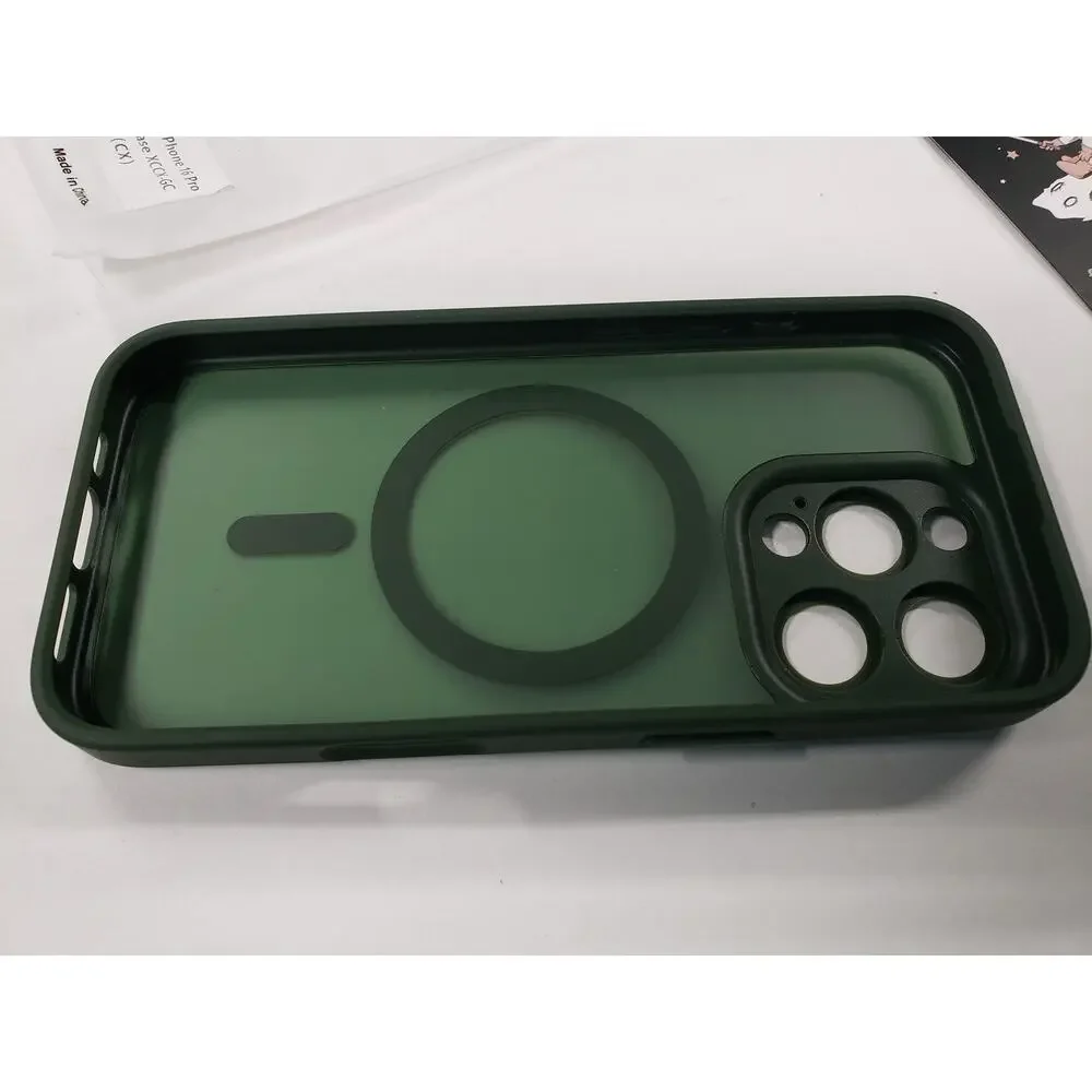 Magnetic Protective Case for Apple iPhone 16 Pro - Dark Green / Translucent